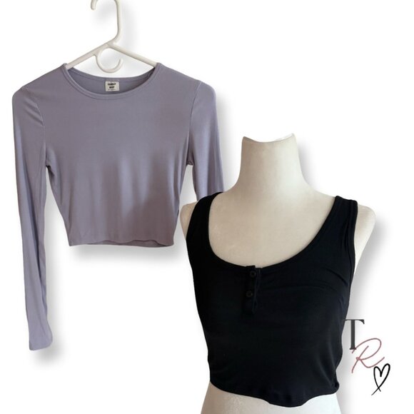 Aritzia Sunday Best Top Bundle Honor Rib Long Sleeve +  Lola Henley Tank Size S - Picture 1 of 13